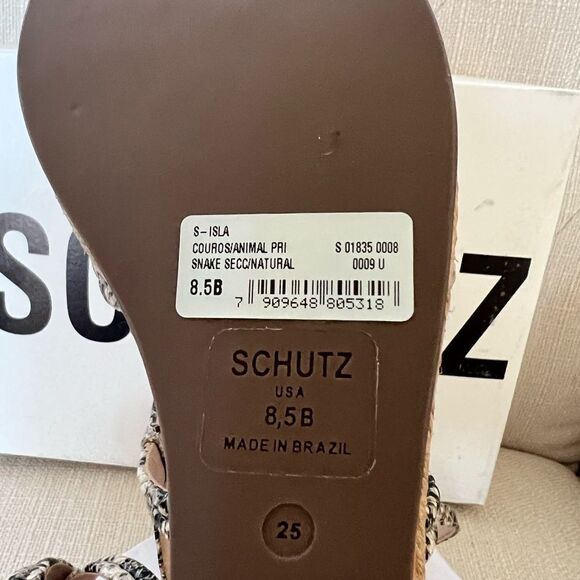 Schutz Isla Snakeskin Embossed Leather Espadrille Wedge Sandal Size 8.5B - Picture 8 of 8